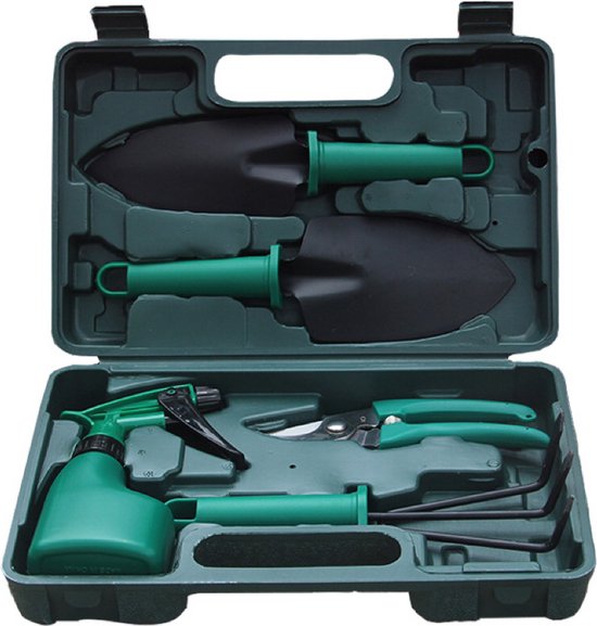 Tuingereedschap - Tuingereedschap Set - 5 delig - Tuingereedschapset - Snoeischaar - Tuinschaar - Bloemenschaar - Tuinschepje - Tuinharkje - Plantenspuit - Handhark van Tuingereedschap.