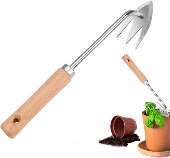 Tuingereedschap - Wiedgereedschap Schoffel - Onkruid Verwijderen - Duurzaam Mangaanstaal - 35 cm - Hout van Merkloos	