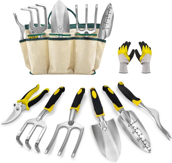 Tuingereedschapset 8-delig Tuingereedschap met tuintas Tuinhandschoenen Tuingereedschap met snoeischaar Schep Hark Tuinsets voor tuinonderhoud van Merkloos	