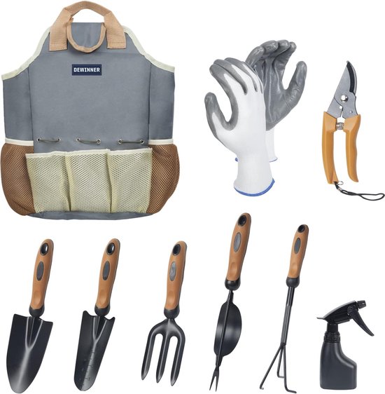 Tuingereedschapset 8-delig Tuinieren Tuincadeau voor dames en heren Roestvrij staal Zware tuingereedschapsets Gemakkelijk op te bergen