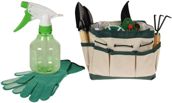 Tuingereedschapset speelgoed in opbergtas 8-delig voor kinderen. van Johntoy
