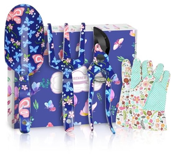Tuingereedschapset voor dames - Ergonomische handgreep, 3-delig set voor het onderhouden van planten, ideaal voor tuinliefhebbers