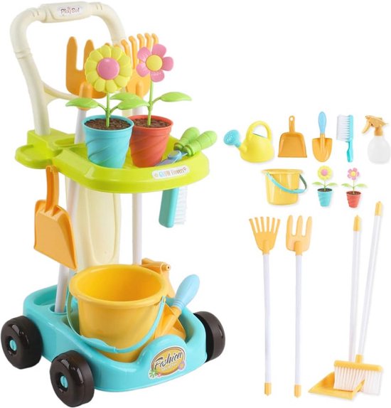 Tuingereedschapset voor Kinderen - 26-delige Tuinspeelset met Hark, Schop, Gieter en Accessoires - Educatief Speelgoed voor Buiten van T