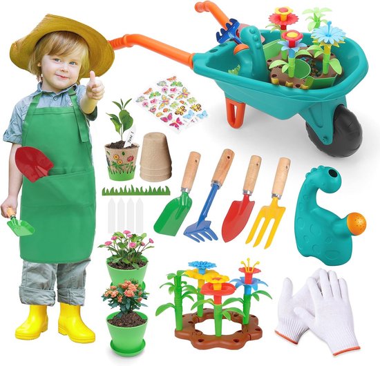 Tuingereedschapset voor Kinderen met Kruiwagen en Tuinaccessoires van Merkloos	