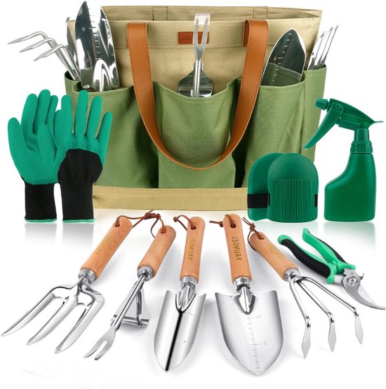 Tuingereedschapsset - 10-Delig - Roestvrij Staal - Antislip Houten Handvat - Duurzaam En Ergonomisch - Perfect Voor Tuinieren - Cadeau Voor Mannen En Vrouwen van GIOVARA