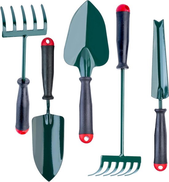 Tuingereedschapsset 5-delig - Mini tuingereedschap Plantgereedschap - Tuinonderhoud - Ergonomisch en robuust ontwerp - 30 x 11 x 5 cm