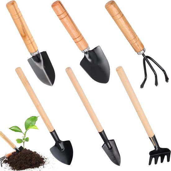 Tuingereedschapsset 6 stuks mini-plant tuingereedschap tuinschep klein tuingereedschap set mini-handvat handheld schop hark tuinset gereedschap voor bonsai. van Merkloos	