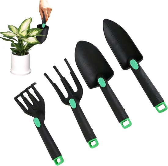 Tuingereedschapsset - Handgereedschap - Buiten planten - Ergonomische handgrepen - 4-delig - Grijs