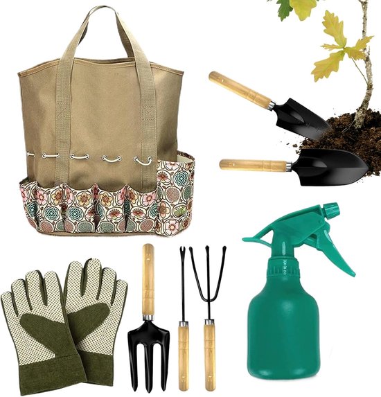 Tuingereedschapsset - Handgereedschap Tuin - Planten en Wieden - Ergonomische Houten Handgrepen - 325 x 20 x 8 cm