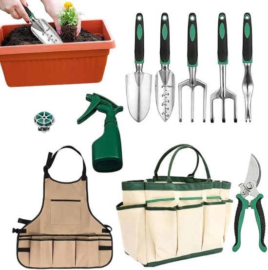 Tuingereedschapsset - Plantenaccessoires Handgereedschap - Bloemen Planten - Ergonomische Antislip Handgrepen - 36 x 16 x 10 cm