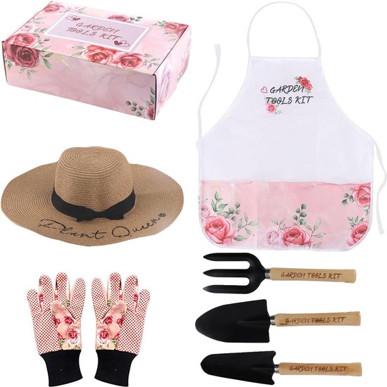 Tuingereedschapsset, tuingereedschap, tuinschort, tuinschep, gereedschapsset, tuincadeaus voor vrouwen voor tuinliefhebbers, cadeau vrouwen verjaardag, tuinaccessoires voor buiten van Merkloos	