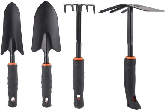 Tuingereedschapsset,4-delige Stevige Tuingereedschapsset, Smalle Schop, Brede Schop, Hark, Hark Voor Tweeërlei Gebruik, Ijzeren Plastic Tuinaccessoires Voor Thuis, Antisliphandvat, Voor Mannen En Vro
