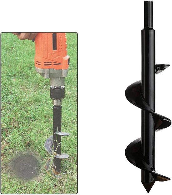 Tuingrondboor voor bloemen en planten - grondbewerkingsboor van roestvrij staal - gereedschapset voor diepe cultivatie - gaten graven voor planten, bomen, struiken (8 cm diameter, 30 cm lengte) van Merkloos	