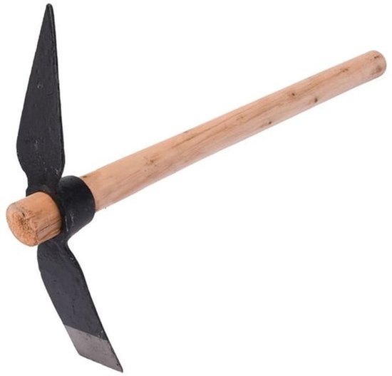 Tuinhak Dubbelzijdig Gebruik - Tuinschoffel - Handgereedschap - Houten Handvat - Koolstofstaal - Stevig en Betrouwbaar - Tuingereedschap