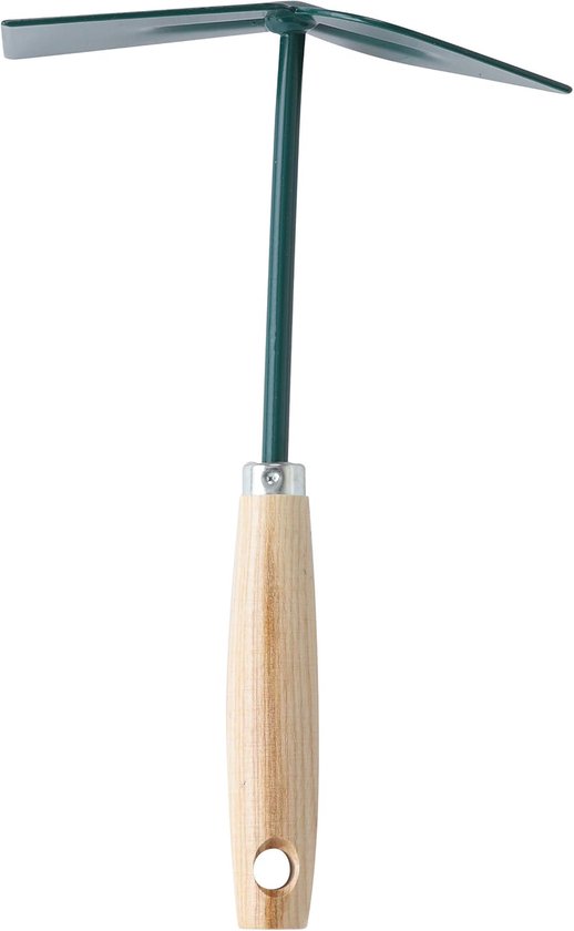 Tuinhak - Kleine schoffel - Bodem losmaken - Stevige stalen punt - 20 cm - Groen