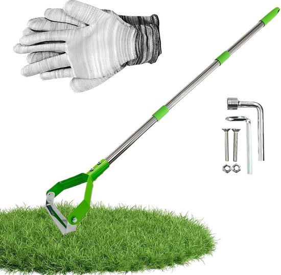Tuinhak Lange Steel - Onkruidsteker Bodemwoeler - Bodem Losmaken - Ergonomische Handgreep - 161 cm Lengte - Groen