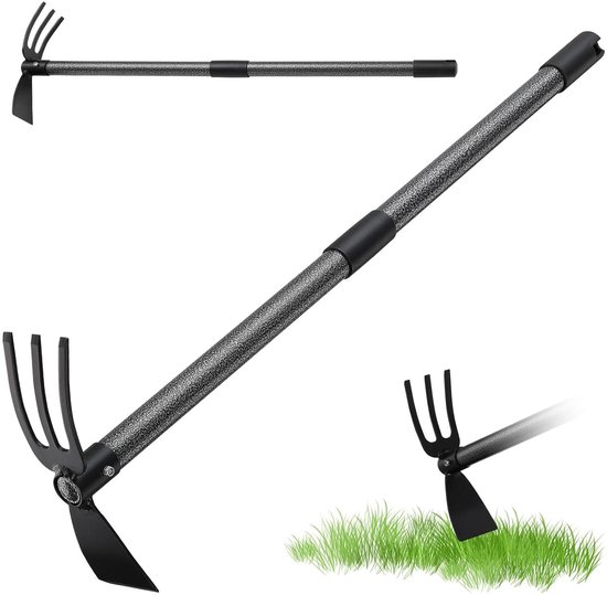 Tuinhak met Handvat - Roestvrij Stalen Ontwerp - 76 cm Lengte met Dubbele 3 Tanden