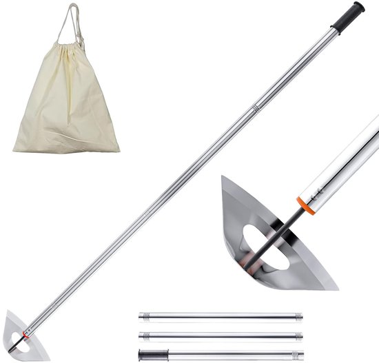 Tuinhak met Verstelbare Lange Steel - Geharde Holle Hak voor Graven, Wieden en Hakken - Volledig Staal - Zilver - 61-140 cm van Merkloos	