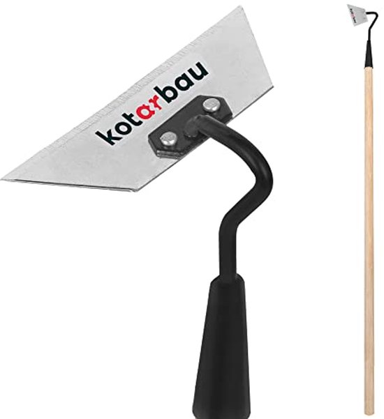 Tuinhak van metaal met houten steel - 160 mm, 95 cm - Trapeziumvormig tuingereedschap voor onkruidverwijdering en tuinverzorging van Merkloos	