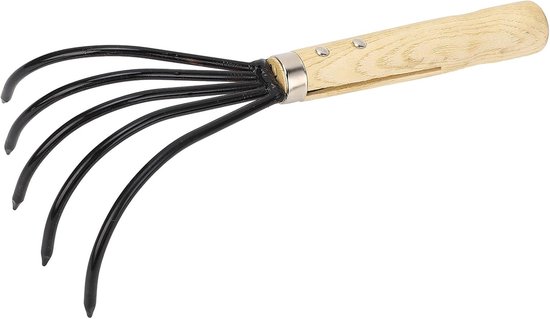 Tuinhandhark Efficiënte Cultivator met 5 Tanden voor Het Bewerken en Losmaken van Grond, Ideaal voor Tuinders en Boeren (kort handvat)