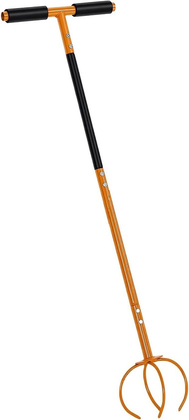 Tuinhandschoffel - Onkruidverwijderaar Bodemluchter - Moeiteloos Tuinieren - Ergonomische Gebogen Handgreep - 38-inch - Zwart