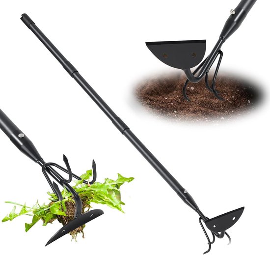 Tuinhark 2-in-1 met handvat 114 cm - zwart - multifunctioneel - ideaal voor tuinonderhoud - ShopVlot