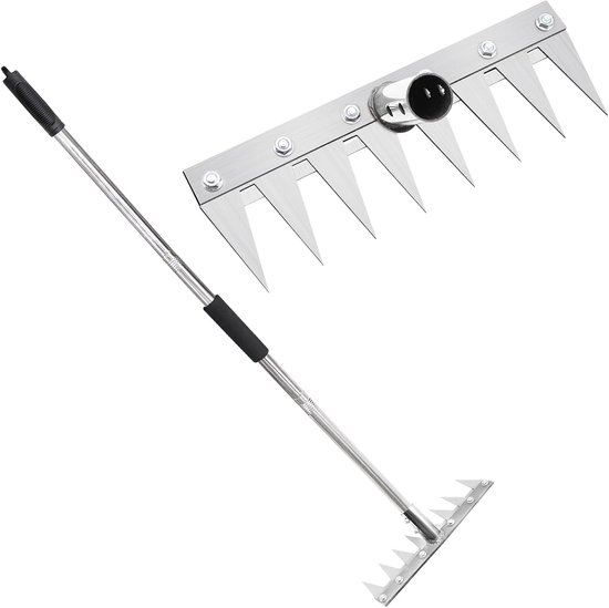 Tuinhark 8 tanden - 1,2 m metalen steel - multifunctioneel onkruidgereedschap - ideaal voor wieden - SnelShoppen