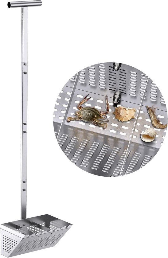 Tuinhark - Bladhark Strandhark - Gazon Onderhoud - Afneembare T-greep - 118cm Mand - Metaal