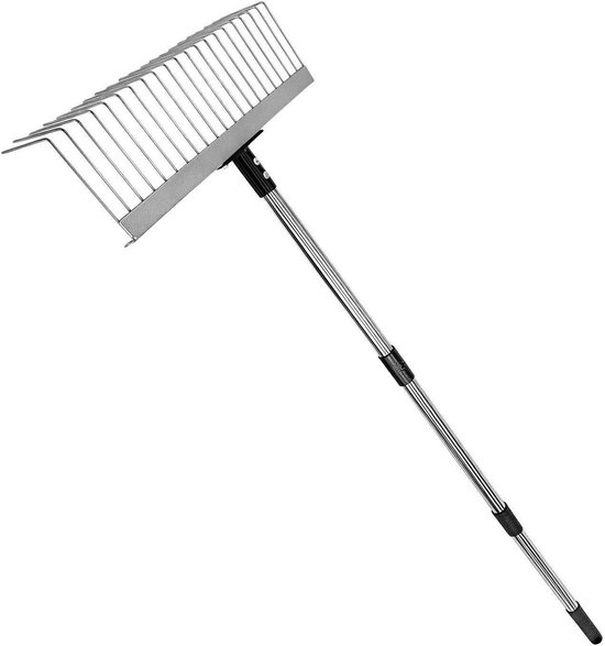 Tuinhark Bladhark - Verstelbaar Gereedschap - Buitenruimte Onderhoud - Telescopische Handgreep - 125 cm - Metaal