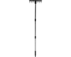 Tuinhark Brede Bladhark - Bodemhark Gazonhark - Onkruid Verwijderen - Verstelbare Ergonomische Steel - 121.5 cm Lengte - Zwart
