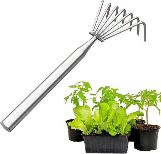 Tuinhark - Cultivator Handhark - Onkruid Wieden - Roestvrij Staal - 7 Klauwen - Metaal van Merkloos	