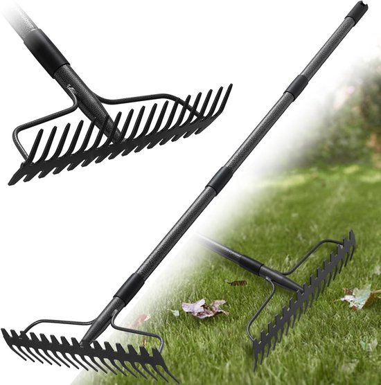 Tuinhark met 17 tanden en 150 cm lange steel voor efficiënt tuinonderhoud en bodemverzorging