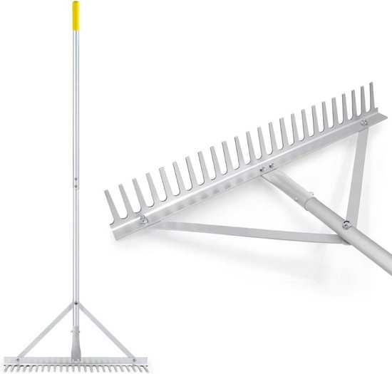 Tuinhark Met 24 Tanden - Aluminium Landschapshark Met 173 Cm Steel - Hark Voor Grind - Strand En Gazon Onderhoud - Tuingereedschap Buiten van Merkloos	