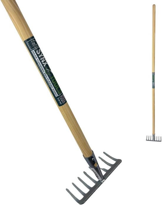 Tuinhark met 8 Tanden - Verzinkte Hark voor Bladeren en Losse Grond - Inclusief 160 cm Steel van Merkloos	