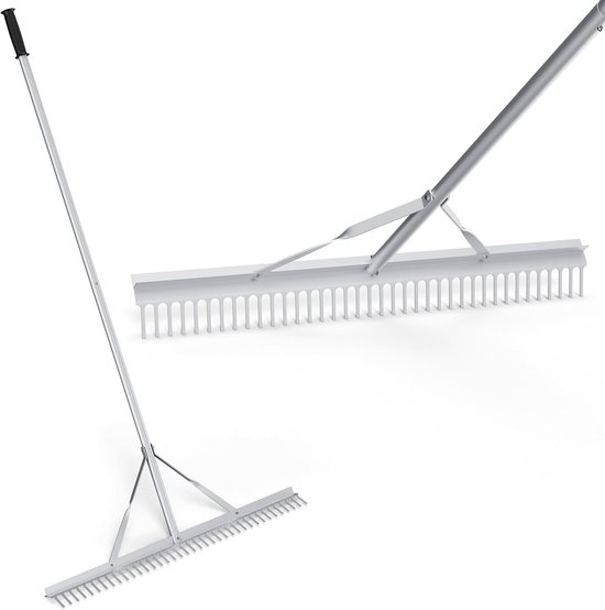 Tuinhark met 91 cm Werkbreedte, 36 Tanden en 174 cm Handvat, Lichtgewicht Aluminium Hark voor Bladeren, Gazon en Grind, Ideaal Tuingereedschap voor Efficiënt Harken