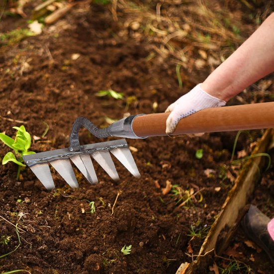 Tuinhark Metaal - Bladhark Tuin - Onkruid Verwijderen - Tanden Koolstofstaal - Hol Gehard Staal van Merkloos	