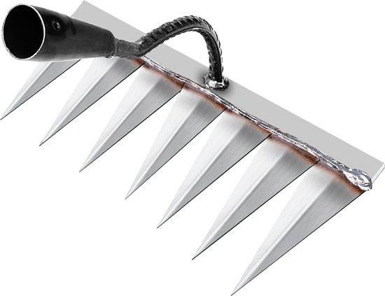 Tuinhark metalen koolstofstalen hark bladhark gazonhark - tuin tandhark wieden losmaken zaaien - 7-tandstaal