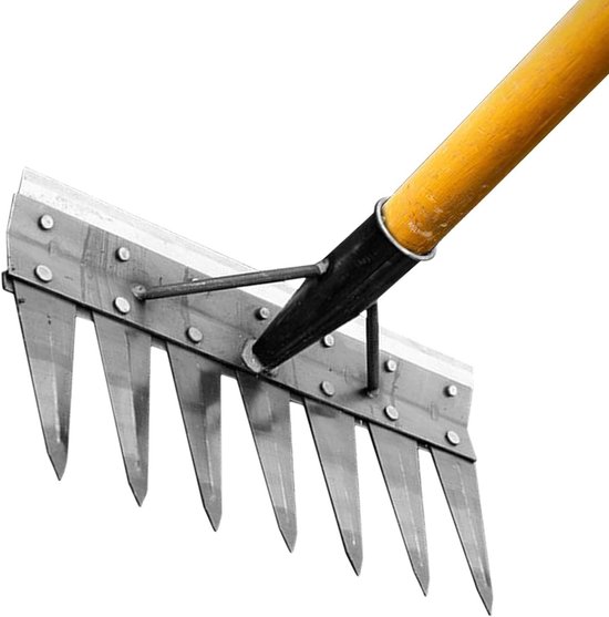 Tuinhark Multifunctioneel - Onkruid hark - Tuinonderhoud - Ergonomisch Ontwerp - 7 Tanden - Metaal