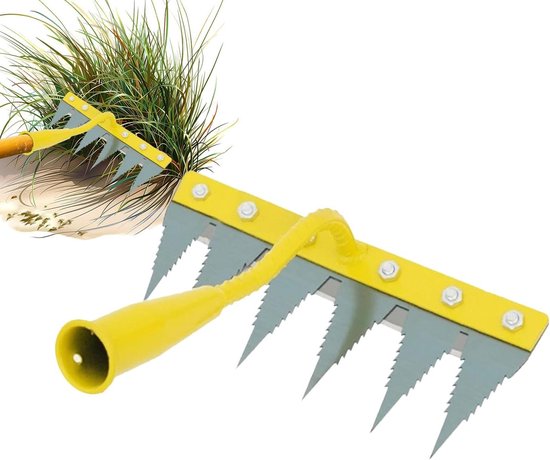 Tuinhark - Onkruidwieder Bodemwoeler - Bodem Losmaken - Ergonomische Handgreep - 6 Tanden - Geel