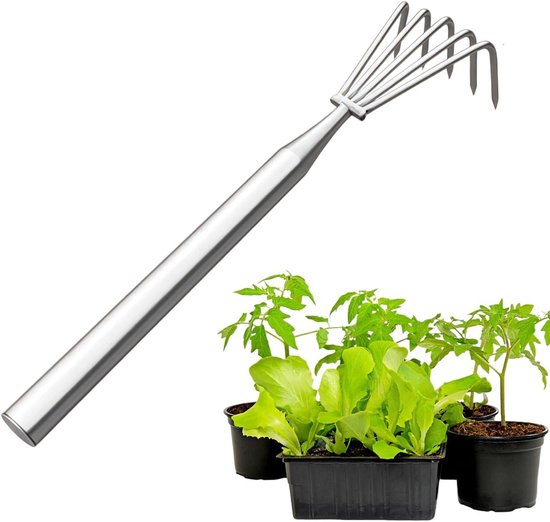Tuinhark RVS - Lange Steel - Onkruid Wieden - Ergonomisch Handvat - 5 Klauwen - Metaal