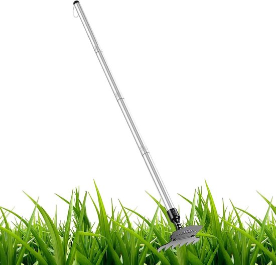 Tuinhark Schoffel - Handhark Verstelbaar - Bodem Bewerken - Verstelbare Steel - 28-98 cm - Grijs
