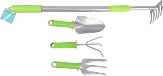 Tuinhark set 3-delig - groen en zilver - metalen en plastic constructie - ideaal voor het losmaken van de grond - SnelShoppen