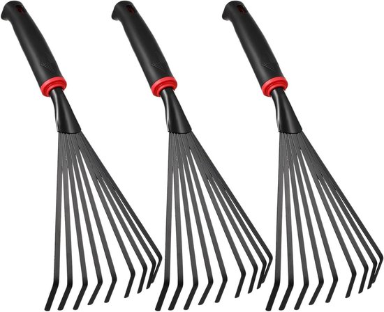 Tuinhark Set - Korte steel hark - Bodem losmaken - Ergonomische grip - 34 cm - Zwart