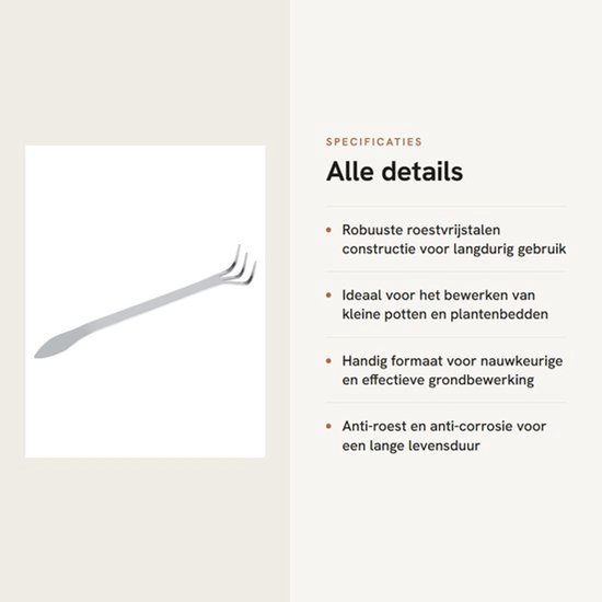 Tuinhark Stevige Roestvrijstalen Behuizing - Tuingereedschapset - Tuingereedschap Kind - Tuinhark met Steel - 3 Tanden - Ergonomische Grip