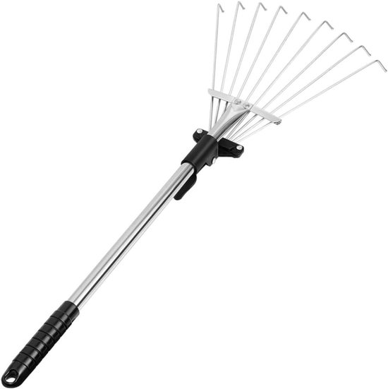 Tuinhark Telescopisch - Bladhark Gazonveger - Tuin Opruimen - Verstelbare Lengte - 72 cm - Zilver van Merkloos	