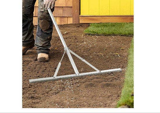 tuinhark van aluminium met 91 cm brede rekenkop, 36 tanden en 174 cm lange handgreep, bladhark, bladhark voor het losmaken van de grond, landschapsonderhoud, tuinonderhoud van Merkloos	