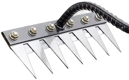 Tuinhark van koolstofstaal met 7 tanden, onkruidhark, ijzeren hark voor het wieden van onkruid, zware metalen tuinhark, ijzeren hark voor tuinieren en onkruid wieden (7 tanden) van Merkloos	