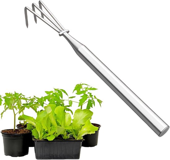 Tuinhark - Wiedhark Bodemluchter - Onkruid Verwijderen - Ergonomische Hendel - 3 Klauwen - Roestvrij Staal