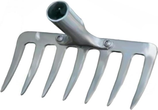 Tuinhark, zeer robuust van staal met 7 tanden zonder steel, ideaal tuingereedschap voor het reinigen en luchten van bemoste gazons van T