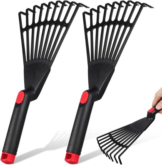 Tuinharkjes klein - Groen - Kunststof Handharken Set van 2 - Voor Bladeren en Tuinafval Verzamelen